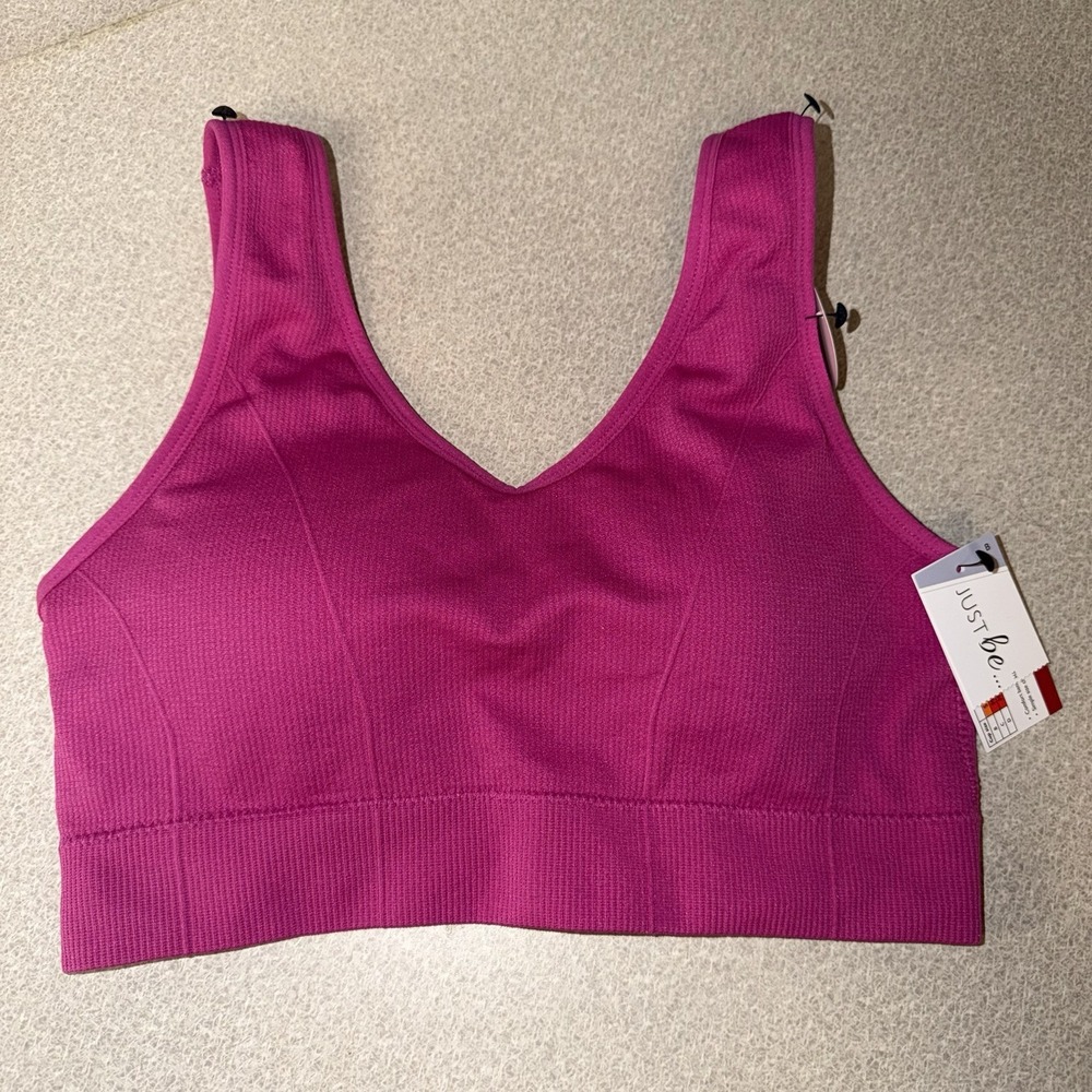 Just Be Comfort Rib Texture XL Bra Pink New Removable Pads B Cup